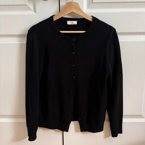 black cashmere cardigan sweater round neck